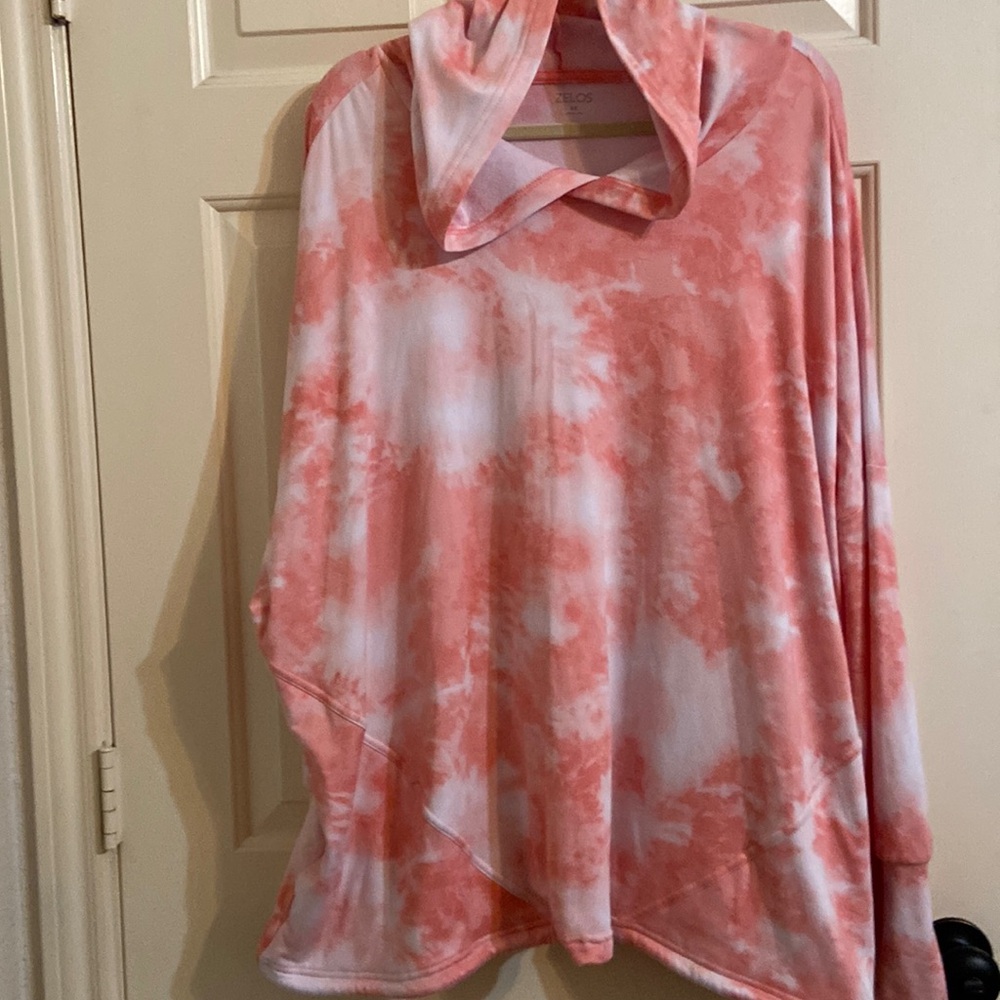 NWOT Zelos last call pullover hoodie pink and white
